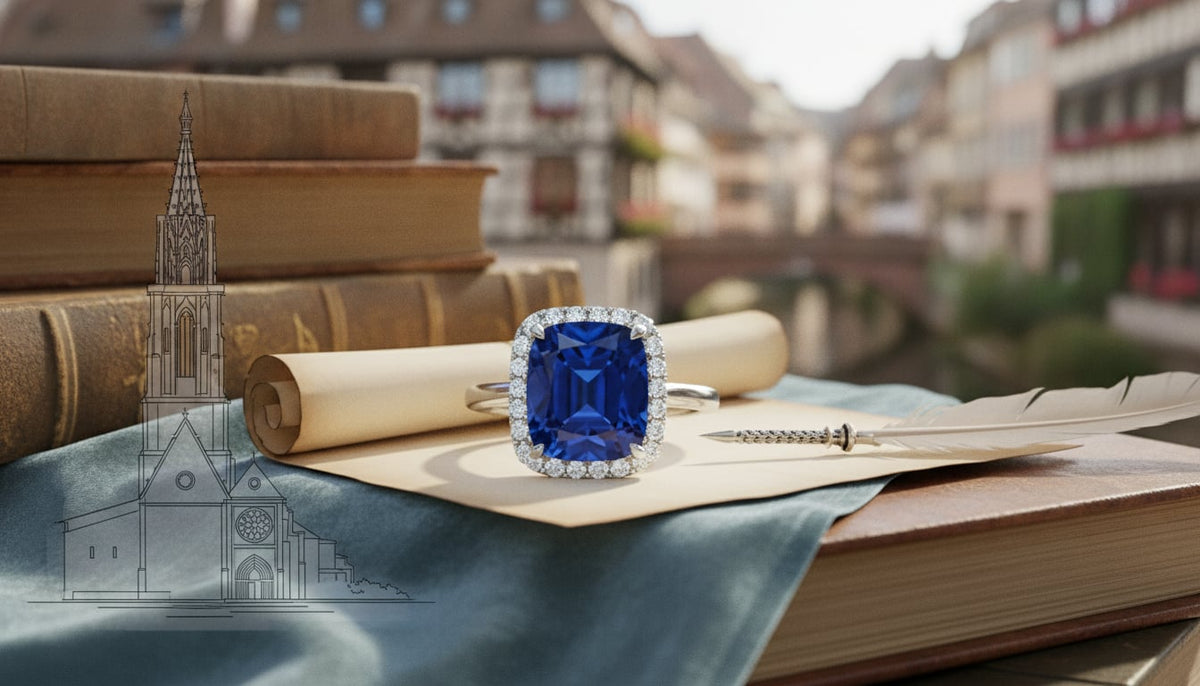 Saphir Bleu pour Bague de Fiançailles : Élégance, Histoire à Strasbourg
