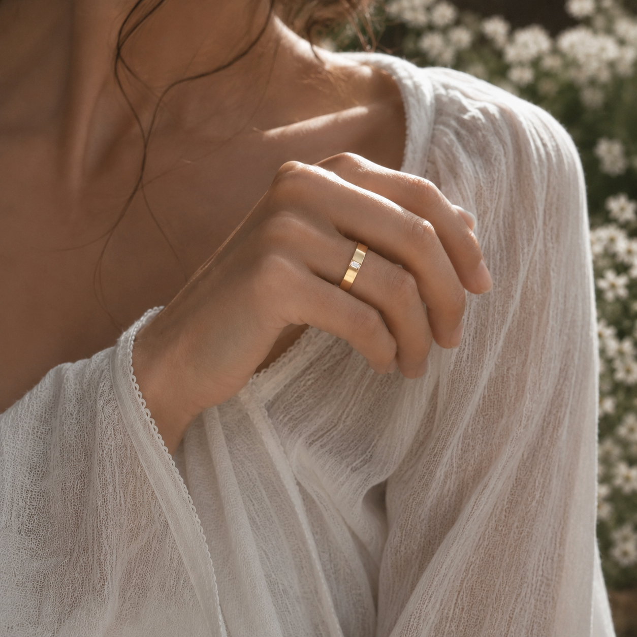 Alaska mixed wedding band – baguette-cut stone of your choice