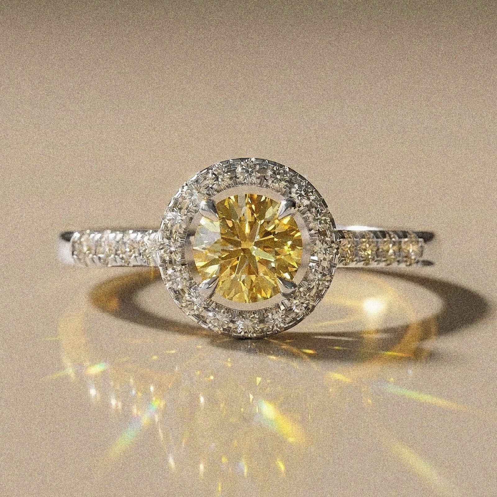 Cassia - Bague de fiançailles diamant taille brillant pavé