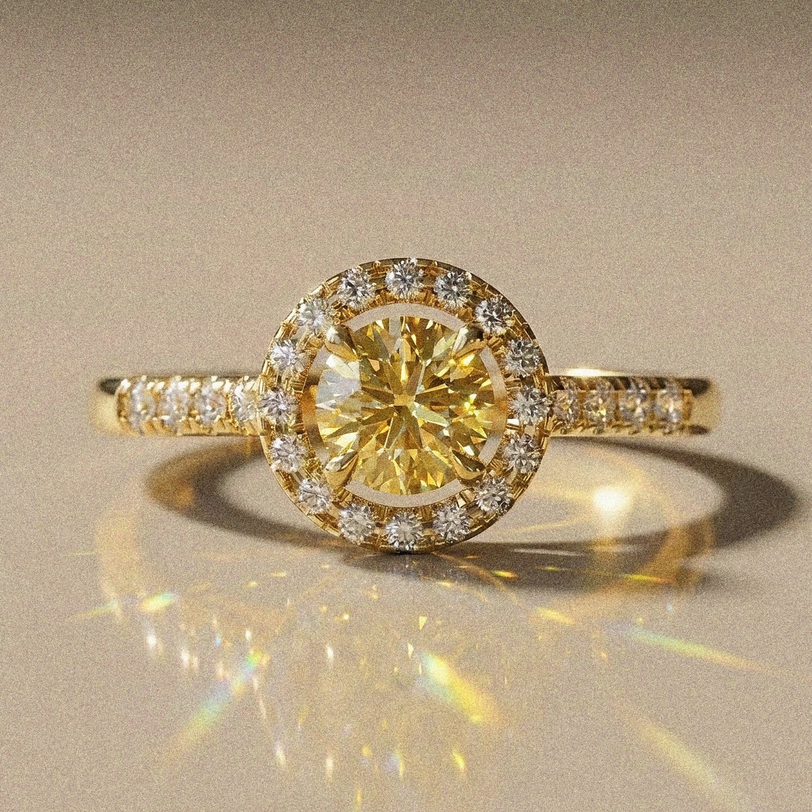 Cassia - Bague de fiançailles diamant taille brillant pavé