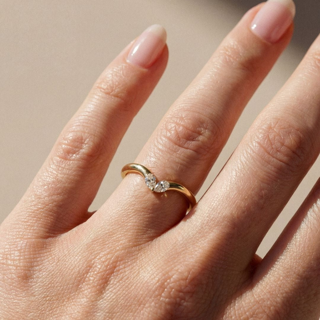 Daphné - Bague de fiançailles deux pierres forme poire