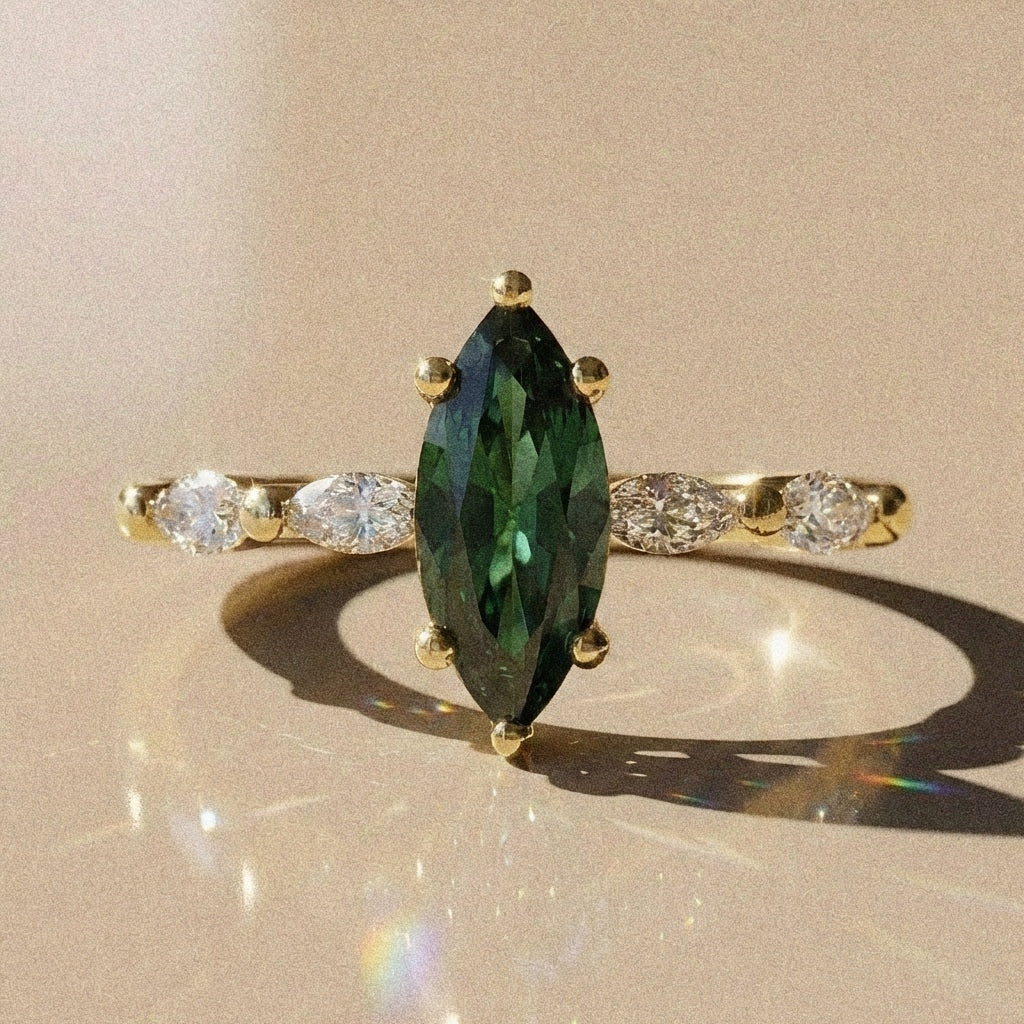 Ambre - bague de fiançailles marquise