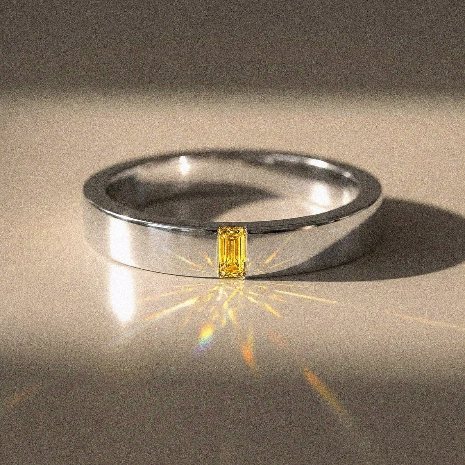 Alliance mixte Alaska diamant naturel baguette