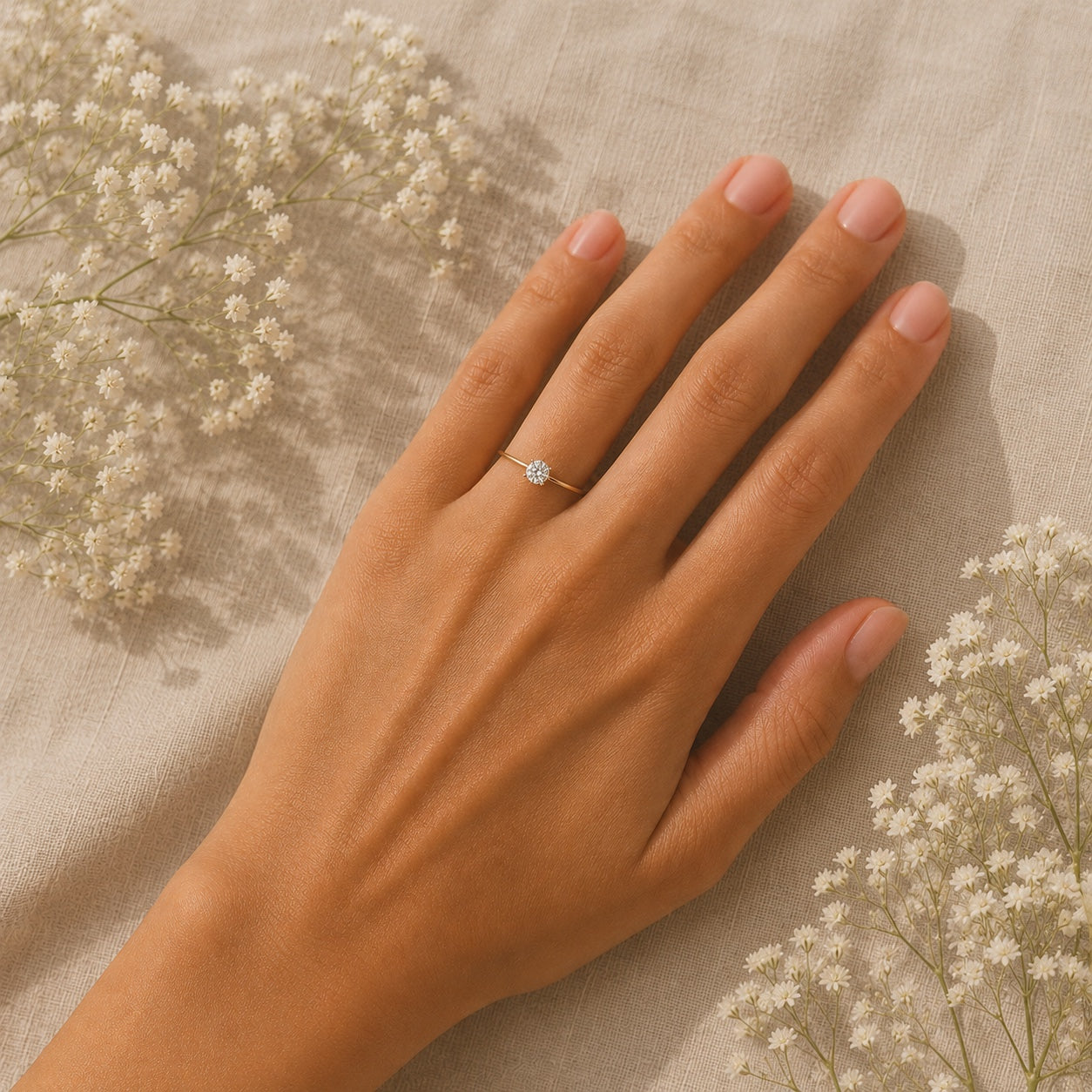 Baby Camellia - Bague de fiançailles solitaire 0,30ct