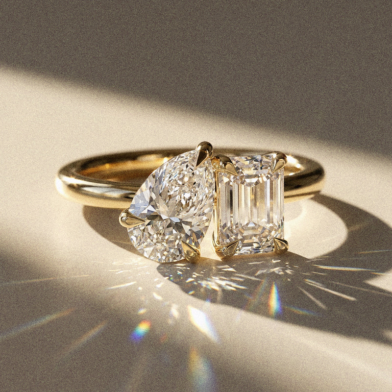 Lantana - Emerald and Baguette Cut Stone Engagement Ring