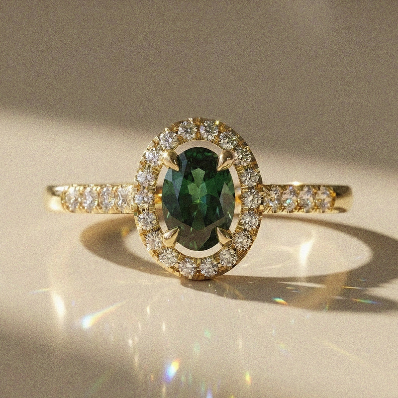 Abelia - Pave oval diamond engagement ring