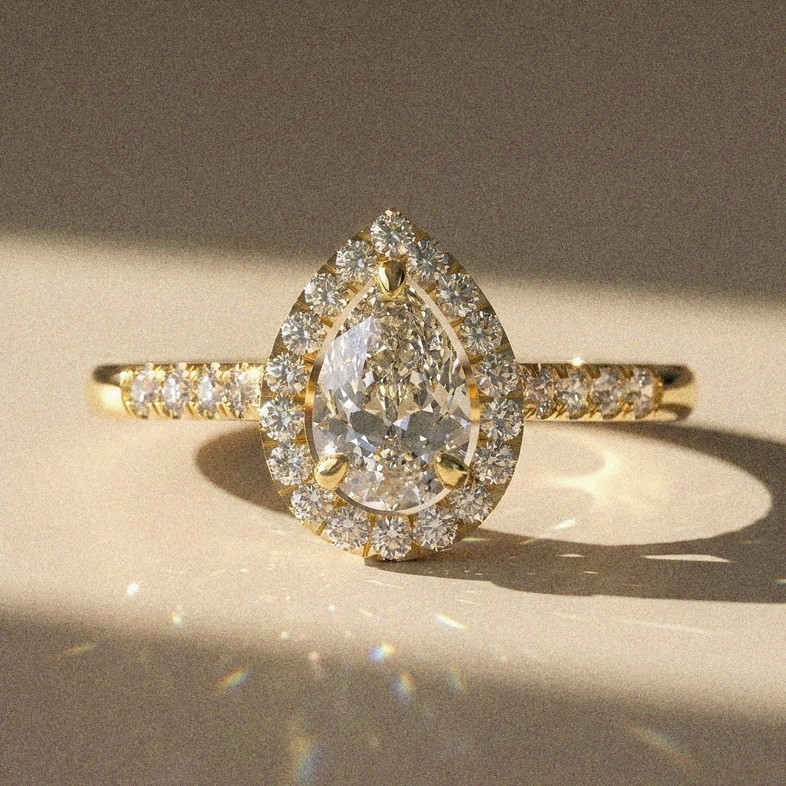 Acacia - Pave pear-shaped diamond engagement ring