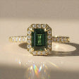 Adonia - Rectangular Step Cut Green Sapphire Engagement Ring with Halo