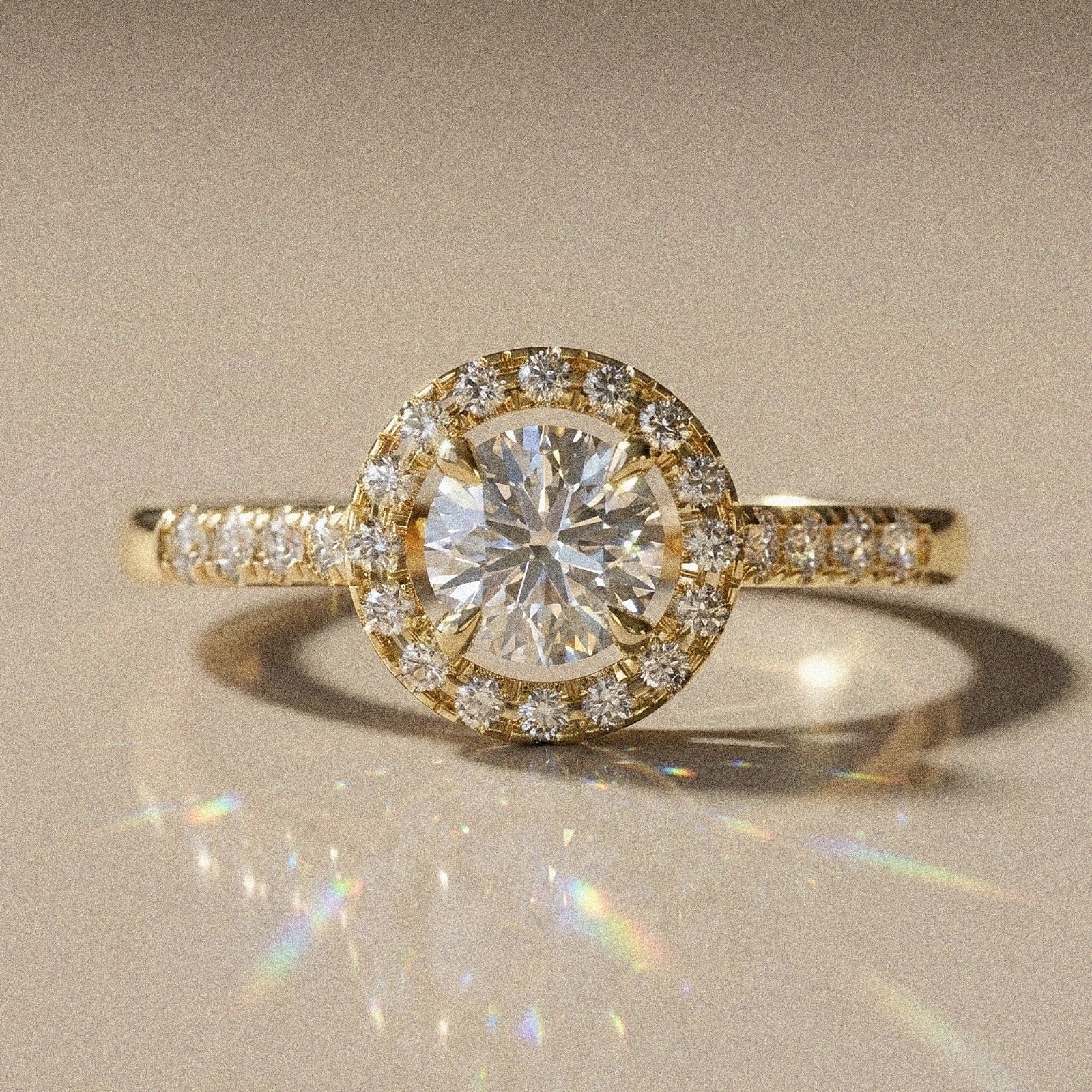 Cassia - Bague de fiançailles diamant taille brillant pavé