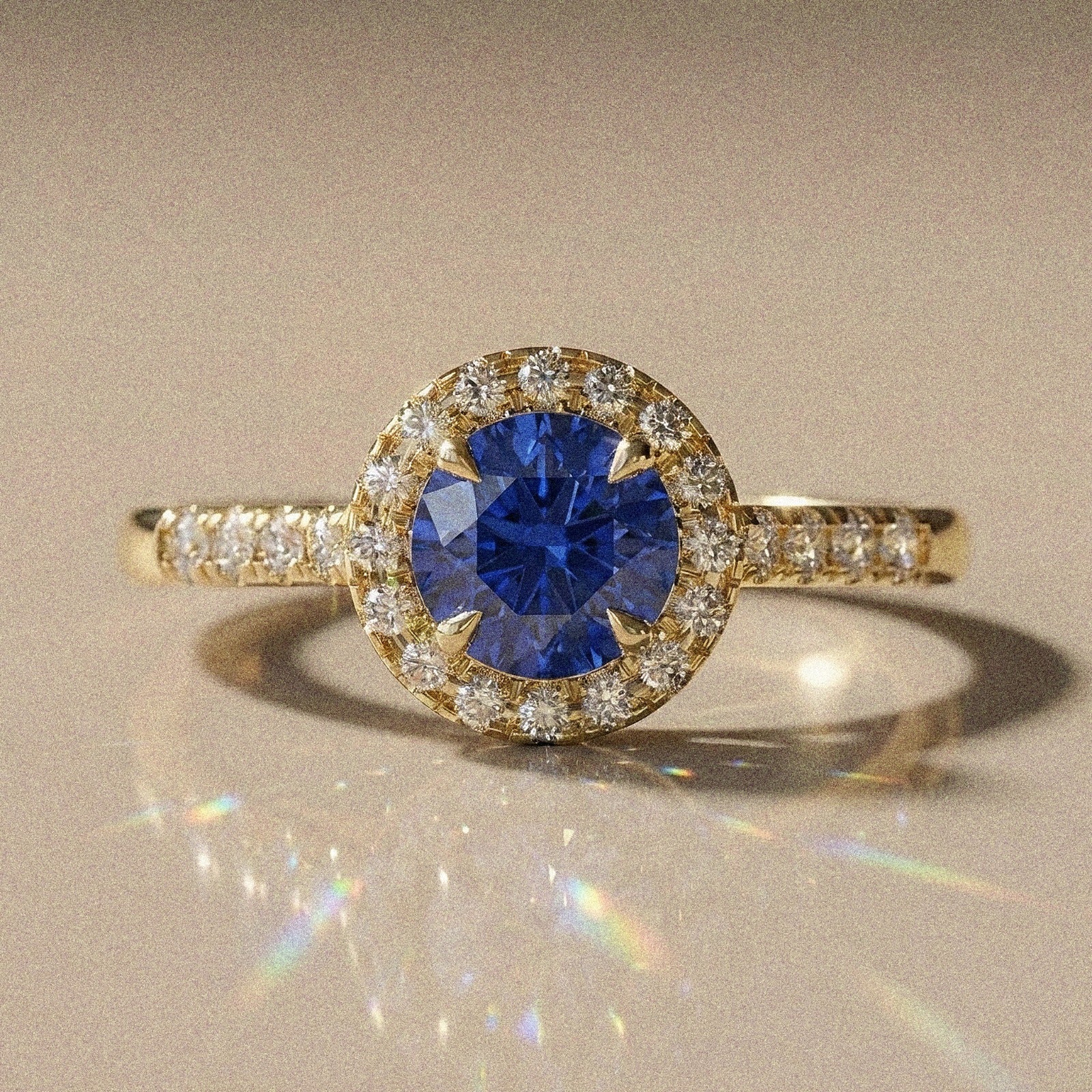 Cassia - Bague de fiançailles diamant taille brillant pavé