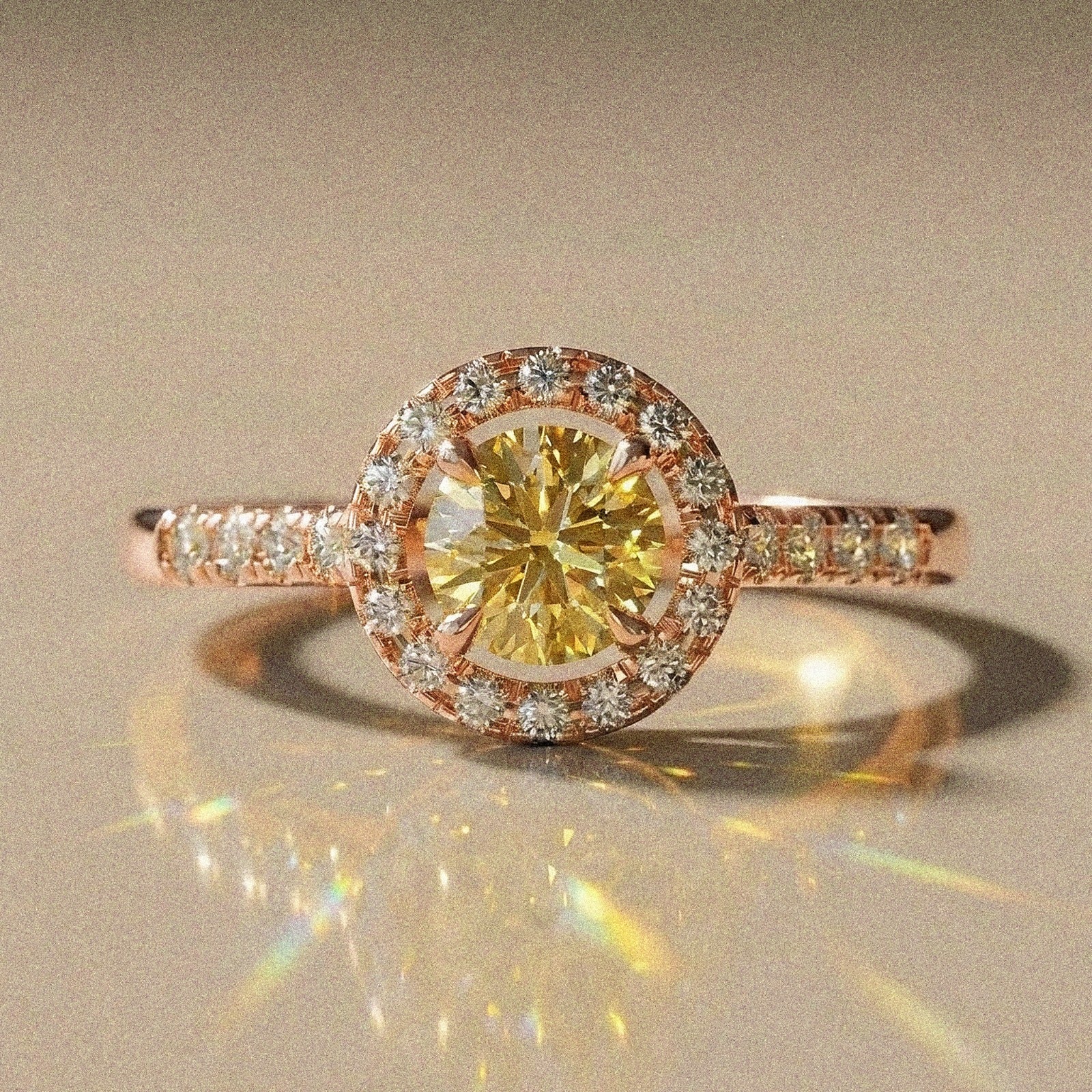 Cassia - Bague de fiançailles diamant taille brillant pavé