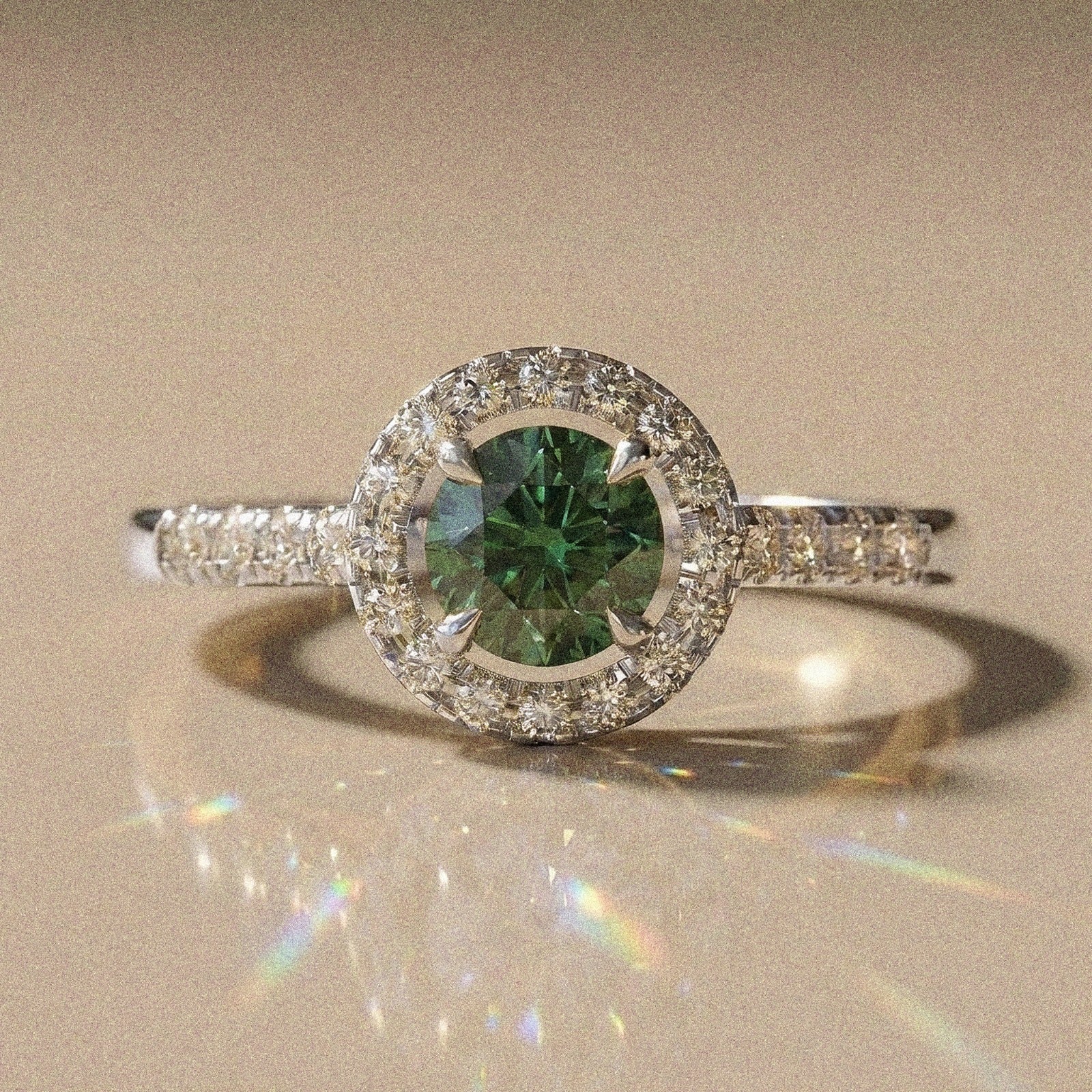 Cassia - Bague de fiançailles diamant taille brillant pavé