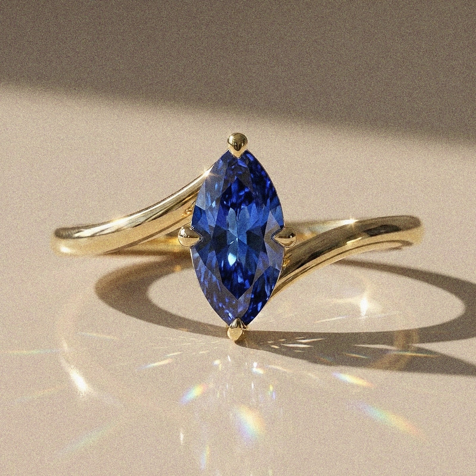 Amelys -Bague de fiançailles solitaire forme navette