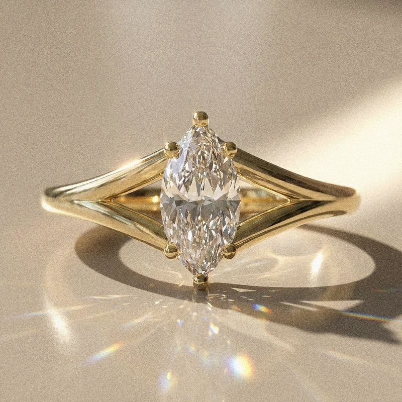 Labelia - Bague de fiançailles solitaire pierre navette