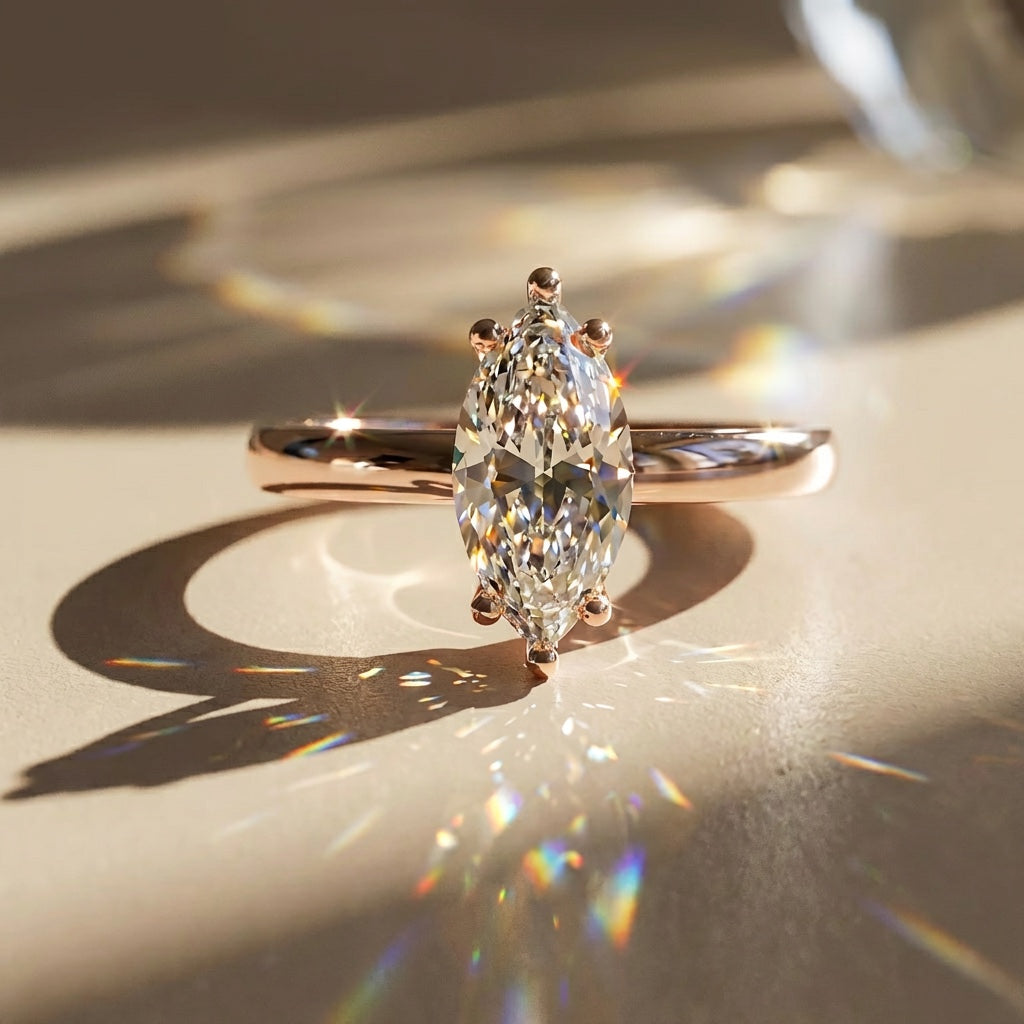 Jasmine - Bague de fiançailles solitaire marquise