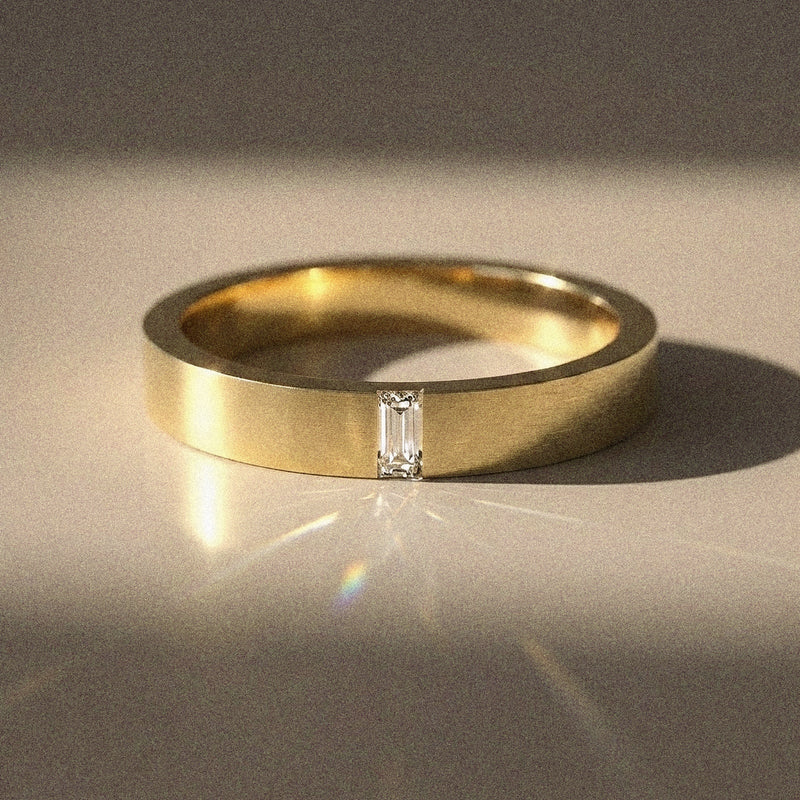 Alliance mixte Alaska diamant naturel baguette