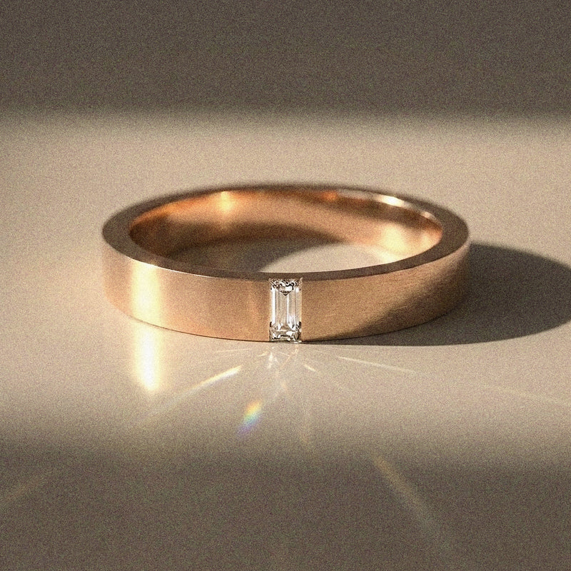 Alliance mixte Alaska diamant naturel baguette