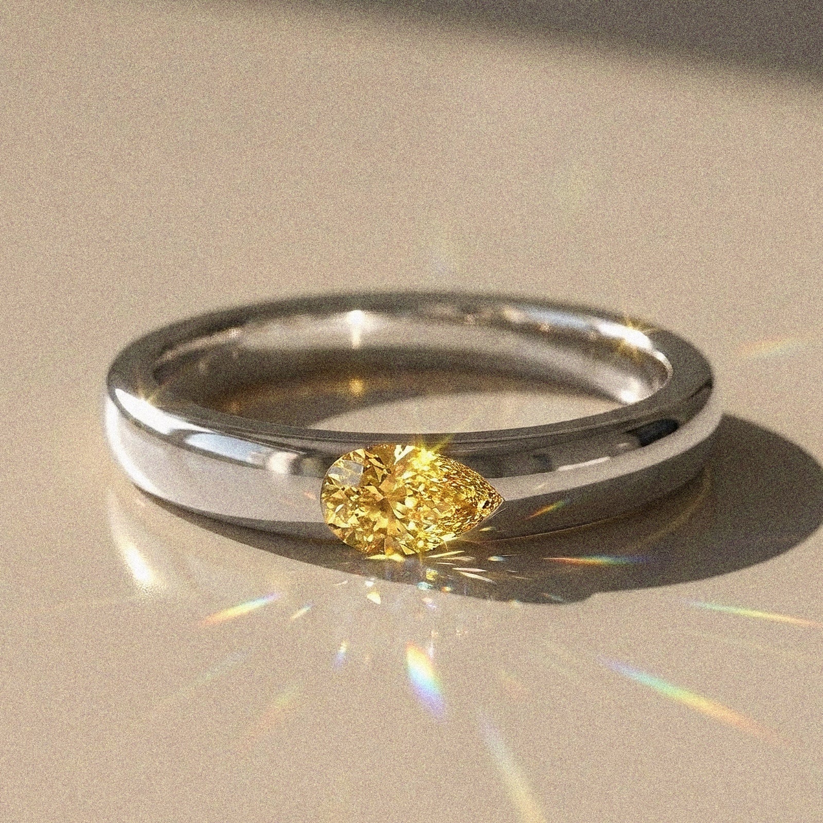 Alliance mixte Aurora diamant naturel poire