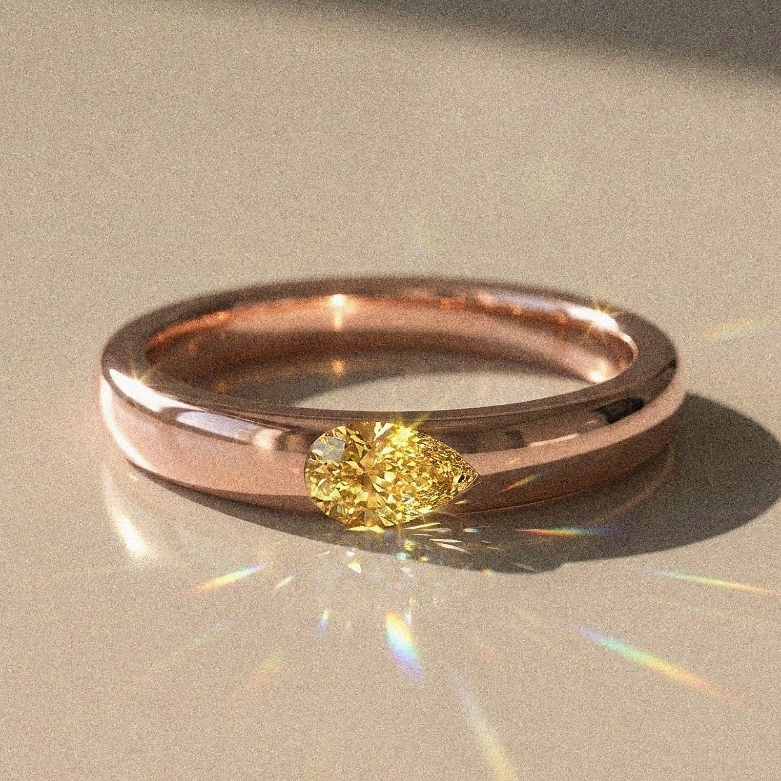 Alliance mixte Aurora diamant naturel poire